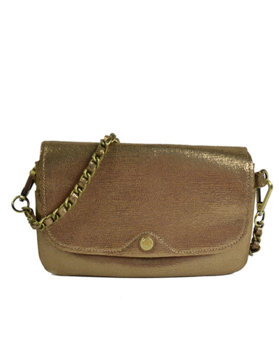 Mila Louise Odile RX Pochette Cuir Paillette Bronze Fossil