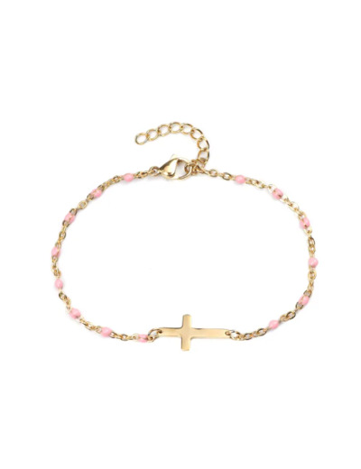 Bracelet croix rose/doré