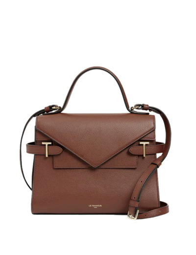Le Tanneur Emilie Sac A Main Double Rabat En Cuir Grainé Ebène