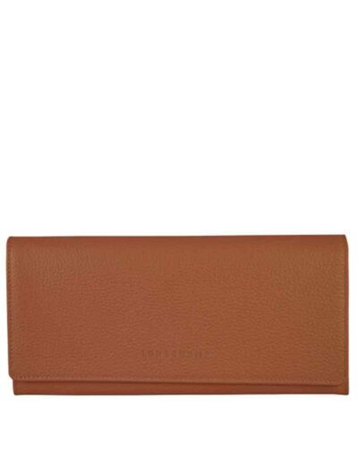 Longchamp Le Foulonné Portefeuille Long A Rabat Caramel