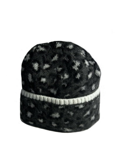 Fonem Rêve Sauvage Bonnet A Revers Aux Motifs Léopard Anthracite