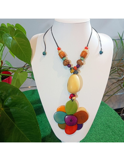 Collier Sandra Fleur 3 en ivoire végétal