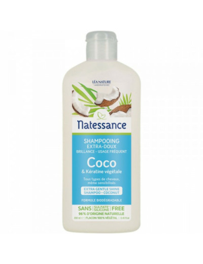 Shampooing Et Keratine Vegetale Tous Types De Cheveux Et Sensibilises 250ml Coco Natessance
