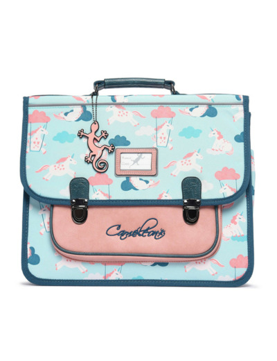 Caméléon Rétro Cartable 38cm Turquoise Unicorn