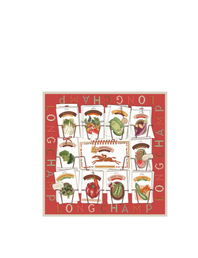 Longchamp Carré De Soie Gots Foulard 70 Tours Tomate
