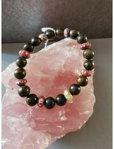 Bracelet Bronzite et perles