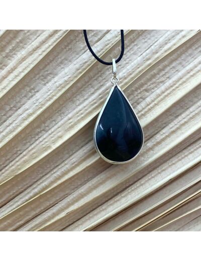 Pendentif goutte obsidienne noir