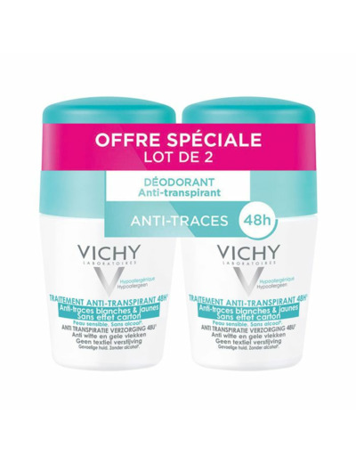 Anti-transpirant Anti-traces 2x50 ml Déodorant Roll-on Vichy