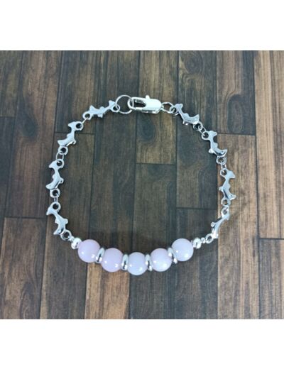 Bracelet-chaîne dauphins quartz rose