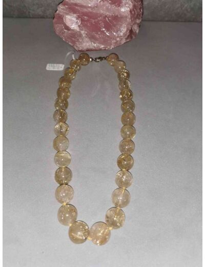 Collier quartz rutile qualité extra perles 14mm x 45cm