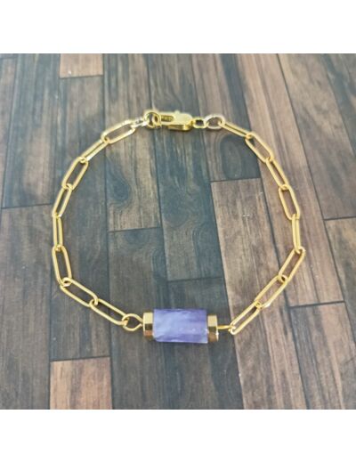 Bracelet chaîne doré améthyste