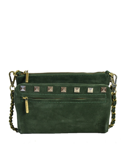 Mila Louise Inde V Petit Sac Trotteur et Pochette Organisée Cuir Taiga Vert