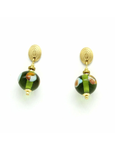 Boucles d'oreilles Murano olive  – Salvia