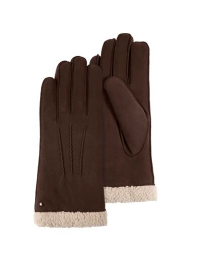 Isotoner Gants Femme Cuir velours fourrés 7.5 Marron