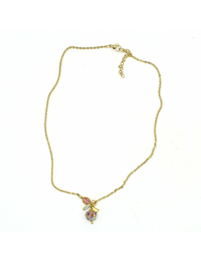 Collier ras de cou rose Yuna