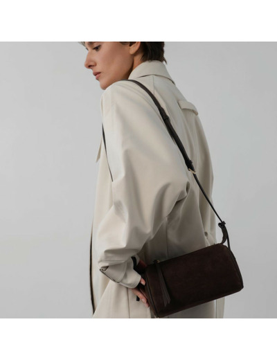 Lancaster Suède Petit Sac Rectangle En Cuir Velours 530-54 Marron