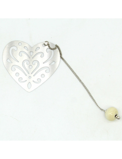 Marque-page coeur ivoire