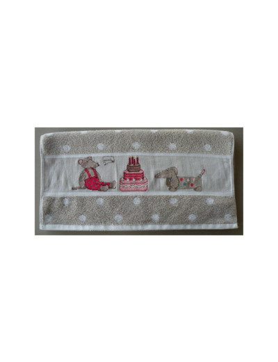 Serviette de toilette beige à pois RICO