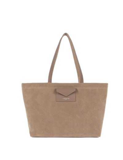 Lancaster Suedine KBA Grand Sac Shopping Aspect Suédine 518-063 Beige Foncé