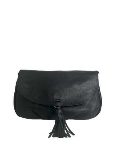 Farfouillette Sac Porté Travers A Rabat Et Pompon 3 Compartiments Noir