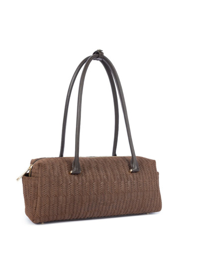 Lancaster Tressé Cube Sac Rectangle En Cuir Tressé 530-68 Marron