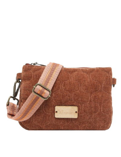 Woomen Lotier Sac bandoulière velours alvéolé Terracotta