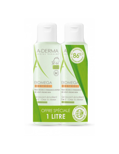A-DERMA GEL LAV EMOLL 2EN1 A-GRAT 2X500ML