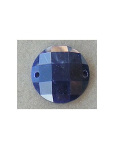 Strass, pierre à coudre rond bleu 18 mm