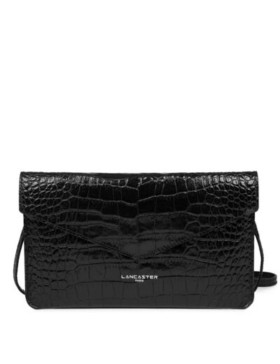 Lancaster Exotic Lézard Et Croco Sac Pochette 426-93 Noir