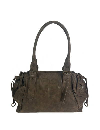 Farfouillette Sac Shopping Effet Brillant Taupe