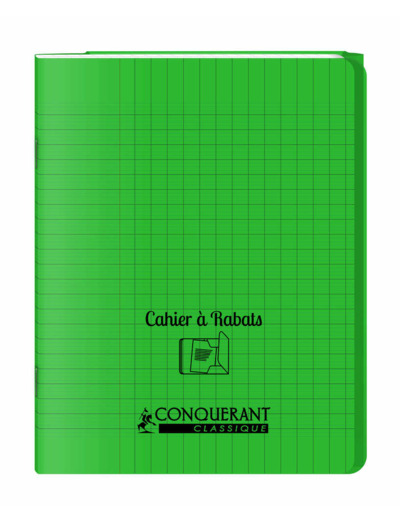 Cahier à rabats 17x22 - 96 pages - Séyès - Polypro vert