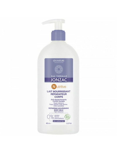 Lait Nourrissant Reparateur Corps Bio Nutritive Peaux Seches 400ml Eau thermale Jonzac