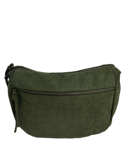 Farfouillette Velours Sac Porté Epaule En Velours Kaki
