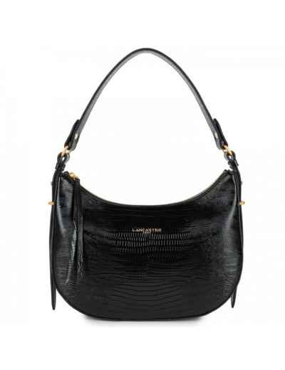 Lancaster Exotic Lézard & Croco Sac Hobo 524-89 Noir