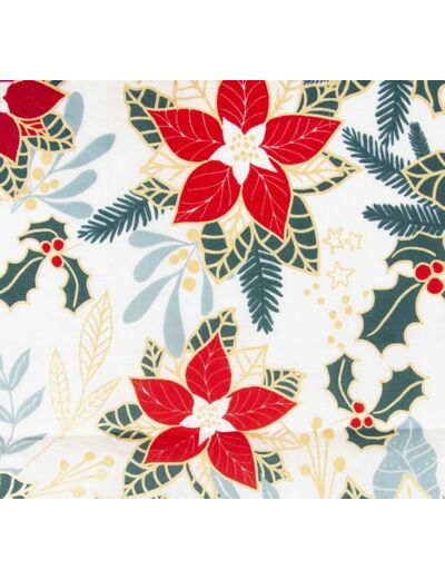 Tissu Xmas Poplin Poinsettia Xmas