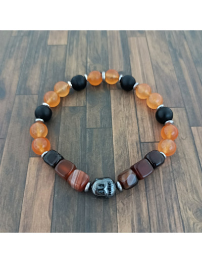 Bracelet bouddha agate/hématite