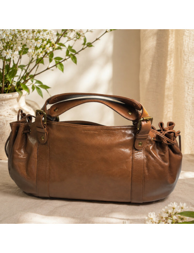 Gérard Darel Le 24 Heures Premium Sac À Main Cuir Effet Froissé Chamois
