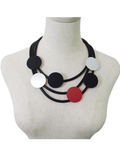 Collier ronds rouge et noir