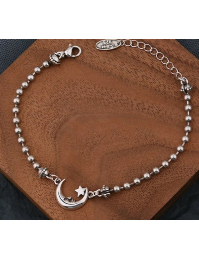 Bracelet en argent lune/étoile