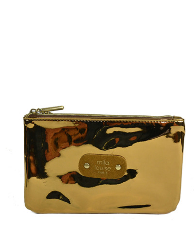 Mila Louise Poch PM SH Trousse de Sac Et Monnaie Verni Ocre
