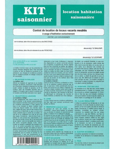 Contrat de location saisonnière