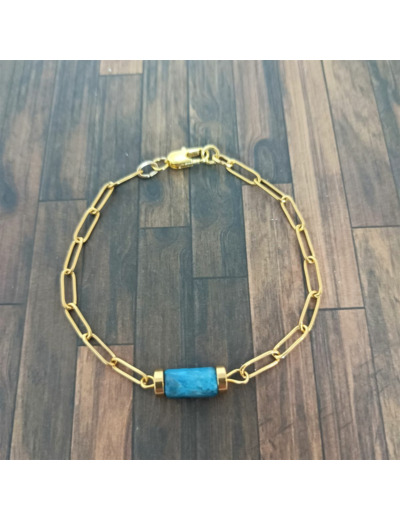 Bracelet chaîne doré apatite bleu