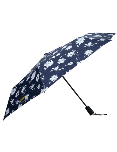 Isotoner Parapluie Pliant Automatique Fleur Marine