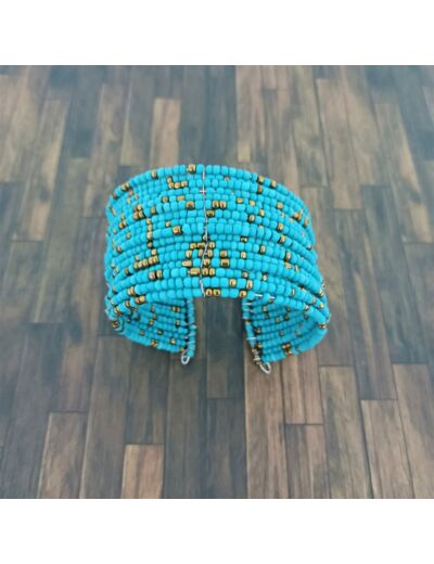 Bracelet multicouches (16) perles de rocaille turquoise