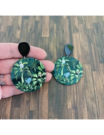 Boucles d'oreilles tendance botanique Vert