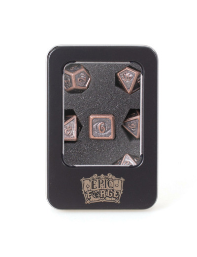 Lot 7 dés métal 16mm (boite métal) - Devil Eye Bronze