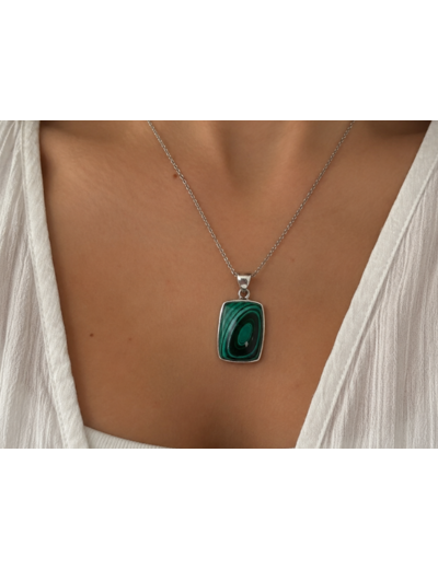 PENDENTIF MALACHITE ARGENT