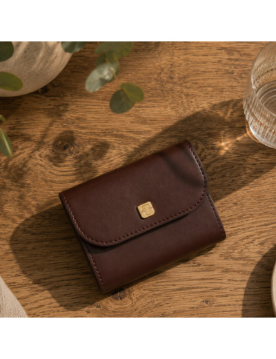 Gérard Darel Ligne M411 Petit Portefeuille En Cuir Lisse Marron