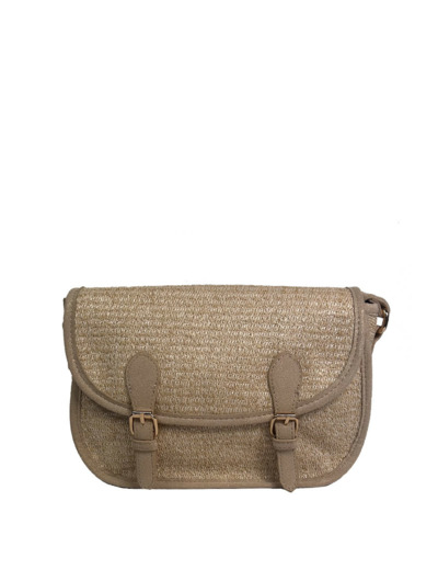 Farfouillette Sac Porté Travers En Matière Tressée Beige