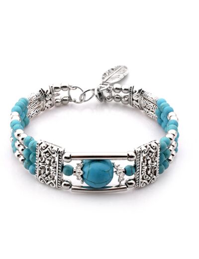 Bracelet argenté/turquoise bohème